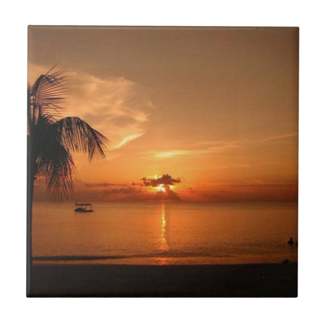 Azulejo De Cerâmica Pôr do Sol de Verão (Frente)
