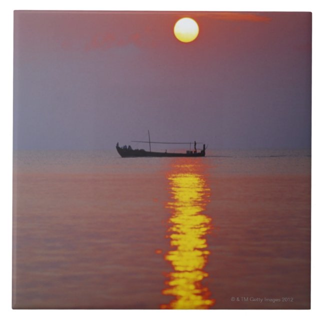 Azulejo De Cerâmica Por do sol e mar 2 (Frente)