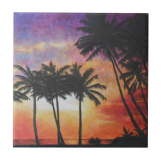 Azulejo De Cerâmica "Por do sol havaiano "