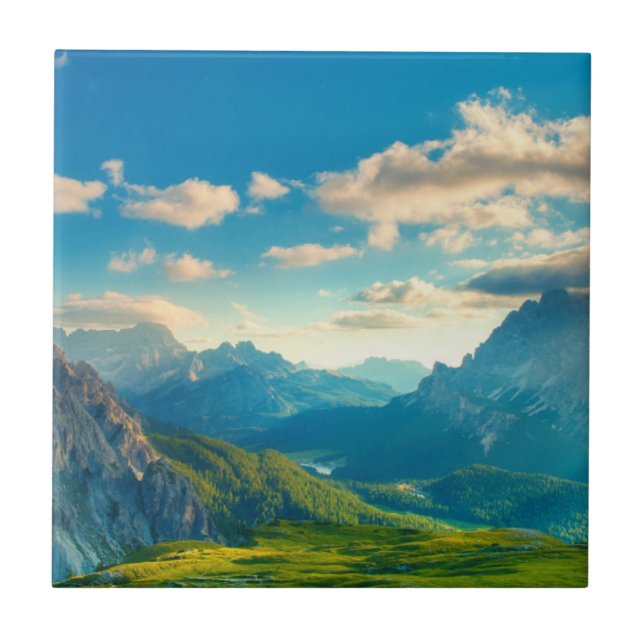 Azulejo De Cerâmica Por do sol nas montanhas (Frente)