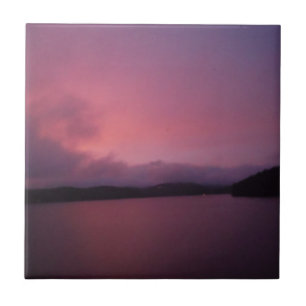 Azulejo De Cerâmica pôr do sol roxo no lago de Arrohead