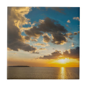 Azulejo De Cerâmica Pôr do sol sobre o oceano, Fiji