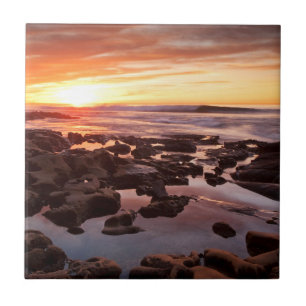 Azulejo De Cerâmica Pôr do Sol Sobre Piscinas de Maré
