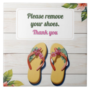 Azulejo De Cerâmica Por favor, remova seus sapatos Chinelos havaianos