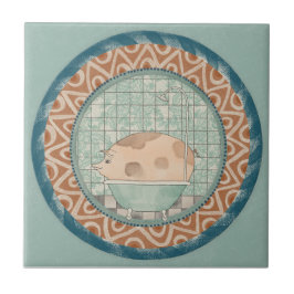Azulejo De Cerâmica Porco Capricho Azul Terracota Aqua Verde-água