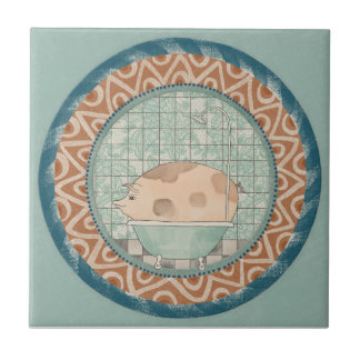 Azulejo De Cerâmica Porco Capricho Azul Terracota Aqua Verde-água