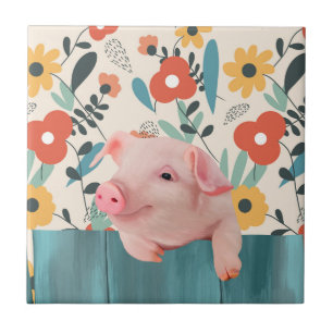 Azulejo De Cerâmica Porco de Bebê Amigável Bebê-Cujo