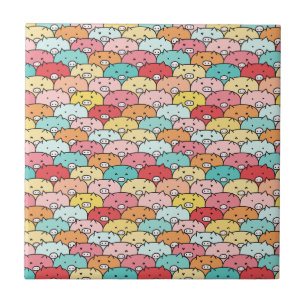 Azulejo De Cerâmica Porcos Coloridos Engraçados E Bons Padrões