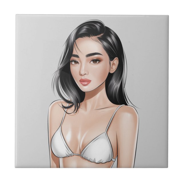 Azulejo De Cerâmica Porta copos de Glam da Praia (Frente)