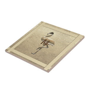 Azulejo De Cerâmica Porta copos Flamingo Monograma com aparência Doura