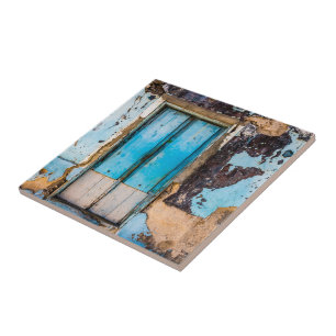 Azulejo De Cerâmica Porta e parede azuis