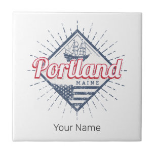 Azulejo De Cerâmica Portland Maine City USA Vintage USA