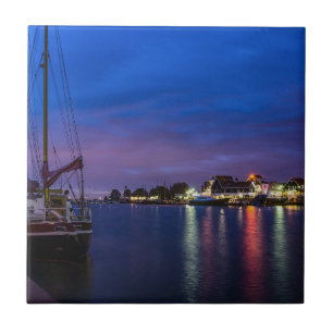 Azulejo De Cerâmica Porto iluminado de Volendam à noite