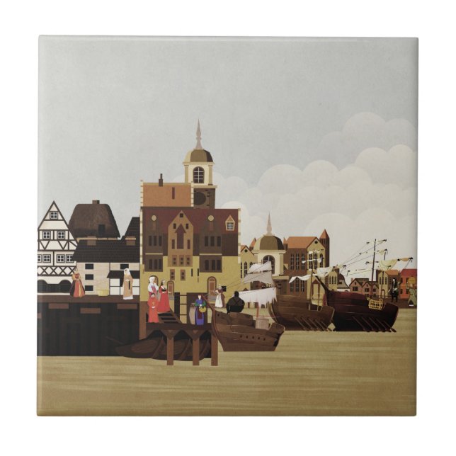 Azulejo De Cerâmica Porto medieval (Frente)