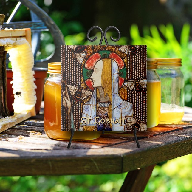 Azulejo De Cerâmica Portrait of St. Gobnait, Patron of Bees,  (Criador carregado)