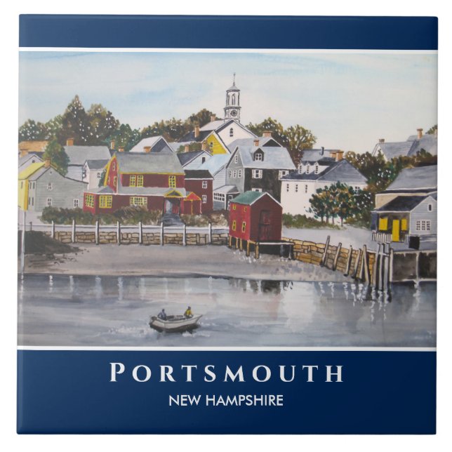 Azulejo De Cerâmica Portsmouth Harbour New Hampshire USA Painting (Frente)