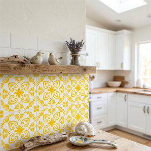 Azulejo De Cerâmica Português Mediterrâneo Ensolarado Quente Amarelo B