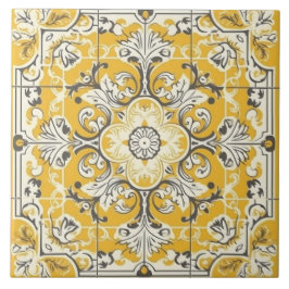 Azulejo de cerâmica português sem costura amarelo