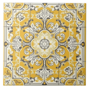 Azulejo de cerâmica português sem costura amarelo