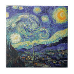 Azulejo De Cerâmica Poste-Impressionista Starry Night Van Gogh<br><div class="desc">Van Gogh era obcecado pelo simbolismo de objetos luminosos e de cor. A lâmpada era um símbolo de calma e segurança. A estrela simbolizou a fé, e a luz gasosa, as realidades humanas. O azul ultramarino profundo era infinito, enquanto o vermelho e o verde expressavam "essas coisas terríveis, as paixões...</div>