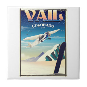 Azulejo De Cerâmica Poster das viagens vintage de Vail Colorado