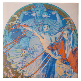 Azulejo De Cerâmica Poster de Alphonse Mucha para o Festival de Sokol 