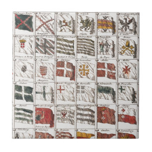 Azulejo De Cerâmica Pôster de Bandeiras Náuticas Antigas do Mundo