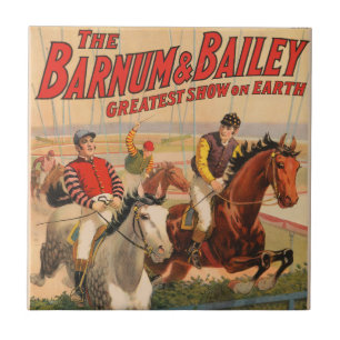 Azulejo De Cerâmica Poster de Circo De Macacos Em Cavalos Saltando Uma