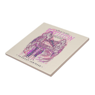 Azulejo De Cerâmica Poster de Evento de Publicidade Francês Rosa Vinta