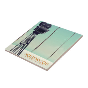 Azulejo De Cerâmica Poster de viagens da câmera Hollywood Vintage