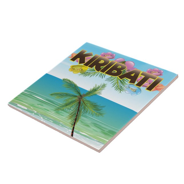 Azulejo De Cerâmica Poster de viagens da Ilha Kiribati (Lateral)