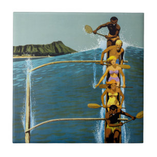 Azulejo De Cerâmica Poster de viagens Da United Air Lines Para O Havaí