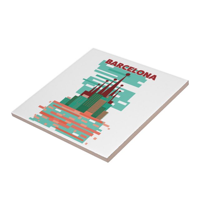 Azulejo De Cerâmica Poster de viagens de Barcelona (Lateral)