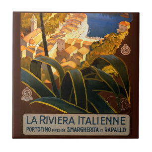 Azulejo De Cerâmica Poster de viagens italiano Riviera Europe Itália