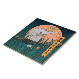 Azulejo De Cerâmica Poster de viagens Japonês Cockatoo
