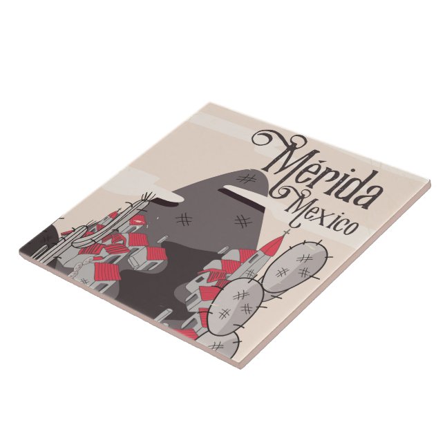 Azulejo De Cerâmica Poster de viagens Mérida México (Lateral)