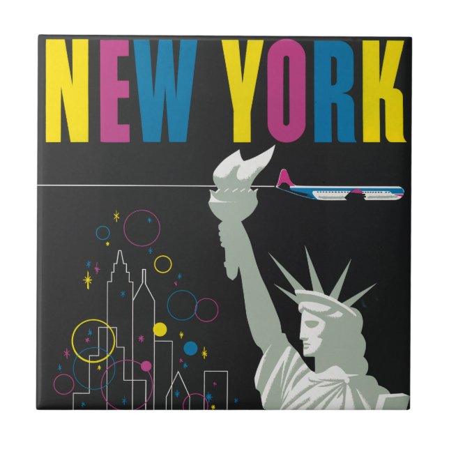 Azulejo De Cerâmica Poster de viagens Para Voar Northwest Airlines (Frente)