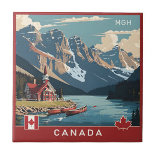 Azulejo De Cerâmica Poster de viagens Personalizado do Monograma Canad
