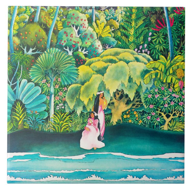 Azulejo De Cerâmica Poster de viagens Vintage Hawaii (Frente)