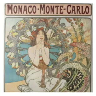 Azulejo De Cerâmica Poster de Vintage Mont-Carlo por Alphonse Mucha