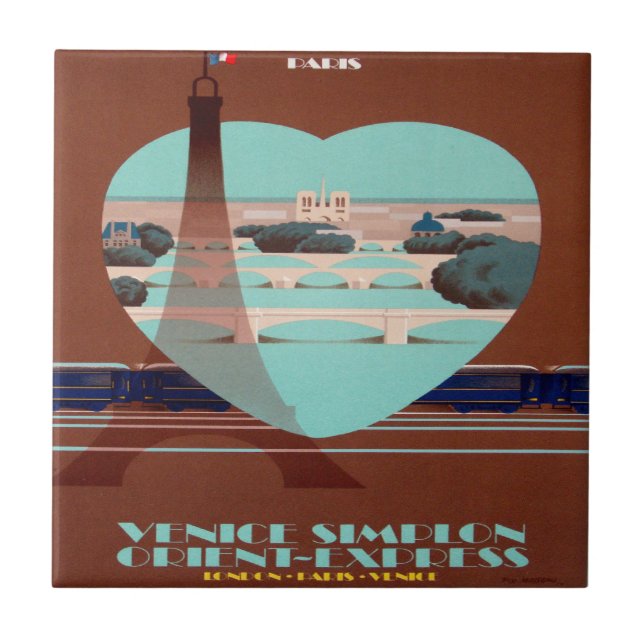 Azulejo De Cerâmica Poster do Orient Express Paris (Frente)