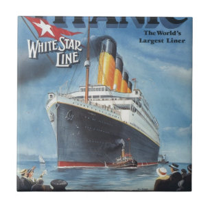 Azulejo De Cerâmica Poster vintage original titânico 1912