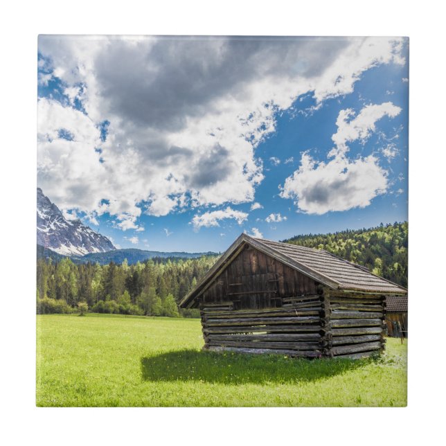 Azulejo De Cerâmica Posto Zugspitze Alm Panorama Garmisch-Partenkirche (Frente)