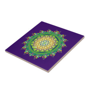 Azulejo De Cerâmica Potência da Flor da Vida / Blume des Lebens