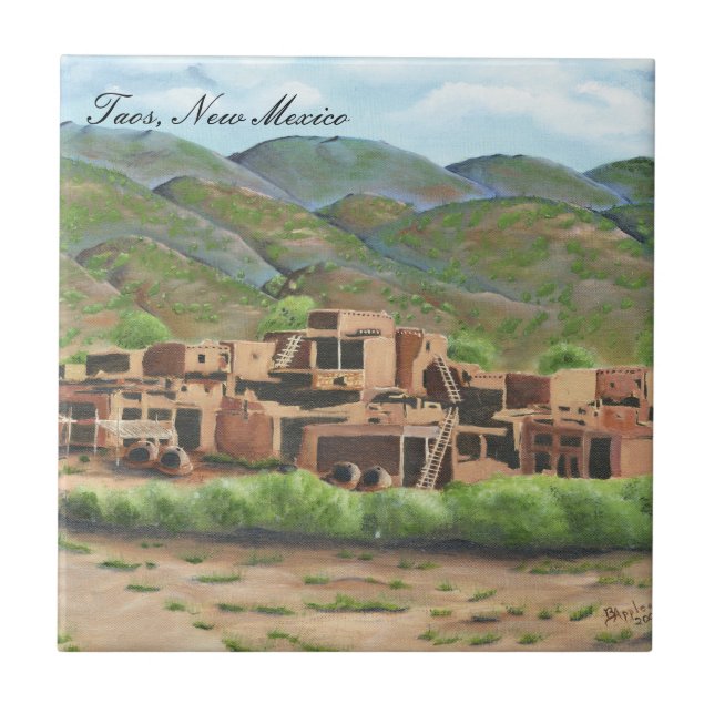 Azulejo De Cerâmica Povoado indígeno de Taos, New mexico (Frente)