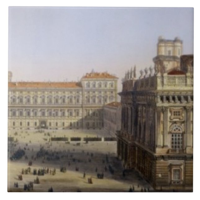 Azulejo De Cerâmica Praça Castello, Turin, gravado por F. Citterio (c (Frente)