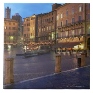 Azulejo De Cerâmica Praça Del Campo no crepúsculo, Siena