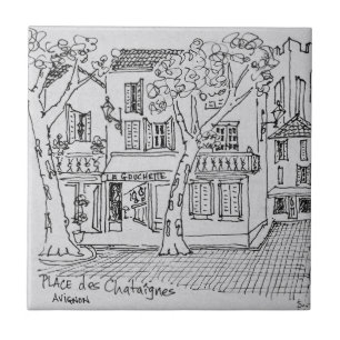 Azulejo De Cerâmica Praça des Chataignes   Avinhão, França
