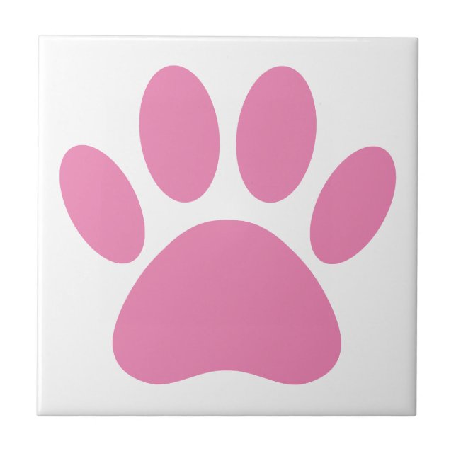 Azulejo De Cerâmica Praça Pawprint Cachorro Rosa (Frente)