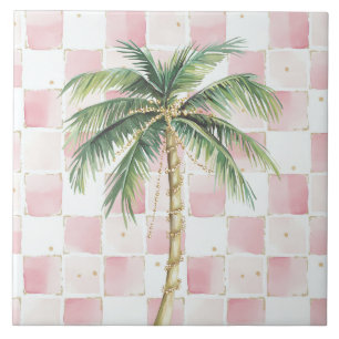 Azulejo De Cerâmica Praças rosa-palmeiras Douradas